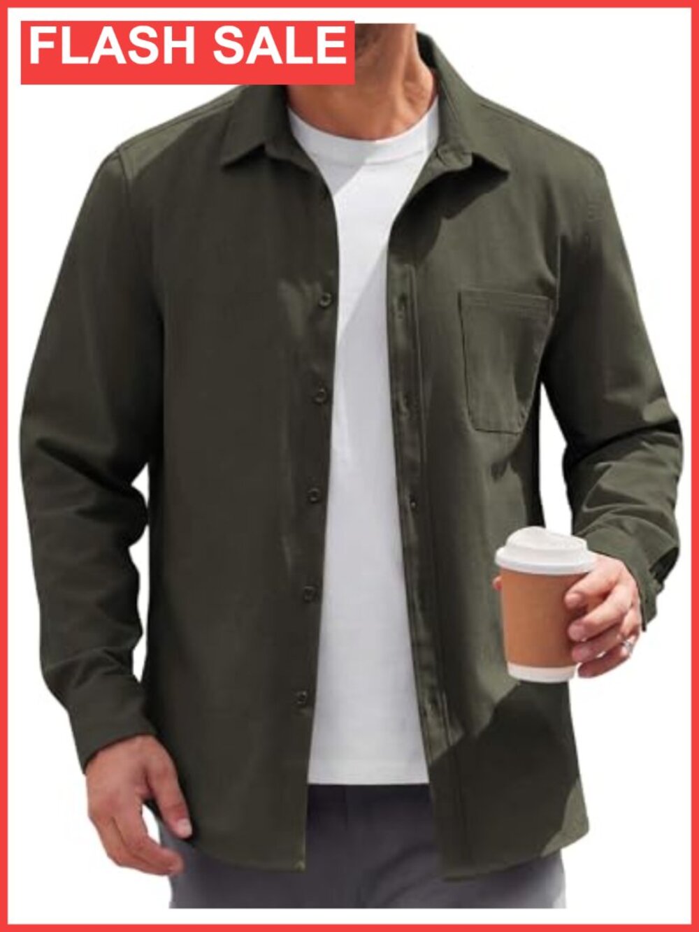 COOFANDY Mens Lightweight Button Down Shirt Jacket Casual Shacket Overshirt